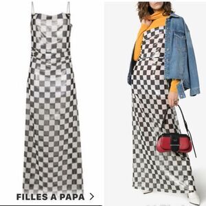 NWT Filles A Papa Check Print Sleeveless Maxi Dress Medium